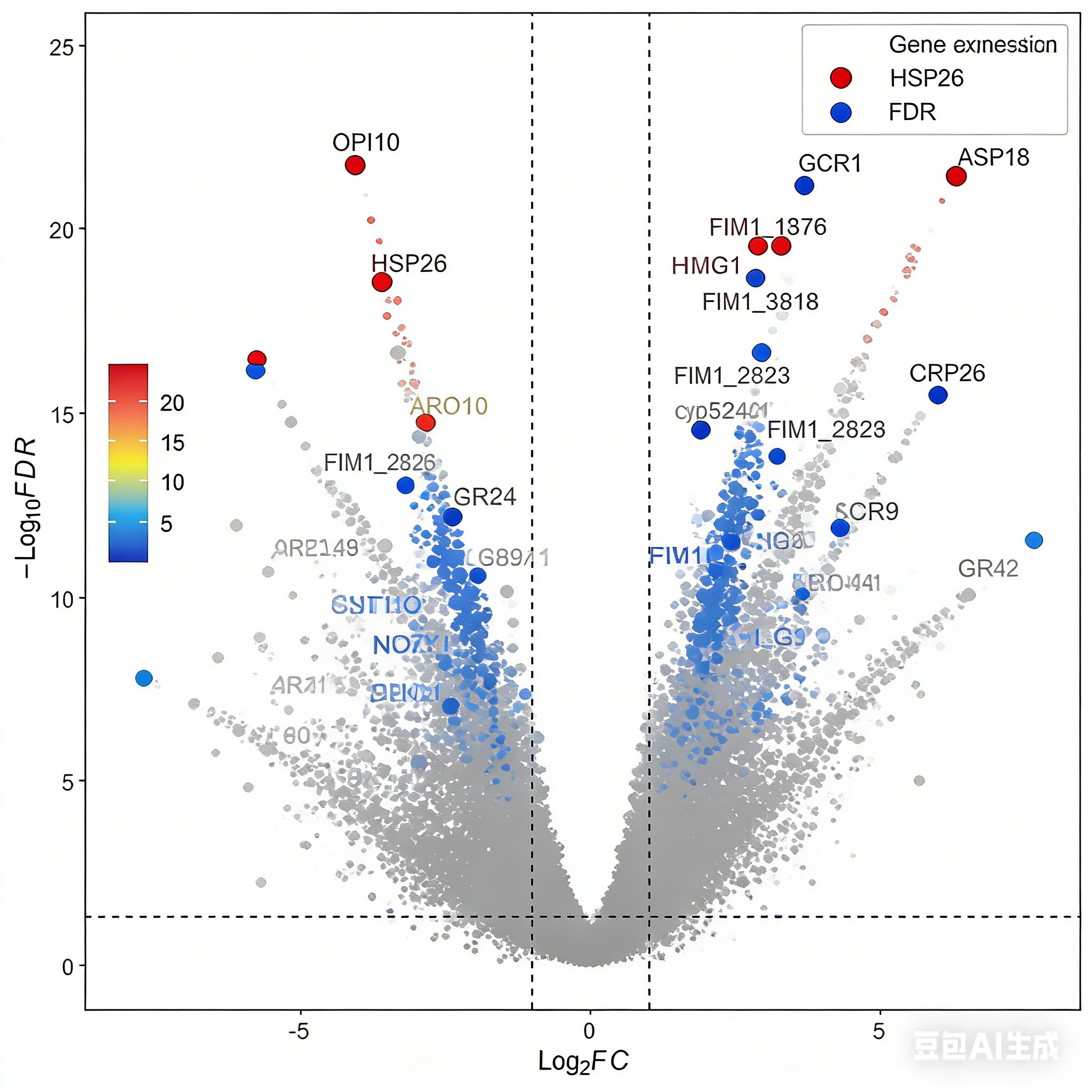 Origin绘制火山图（FC值、P值、VIP值）